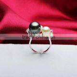 Genuine Natural Pearl Jewelry Black Rings Adjustable Ring ,wedding Rings thumbnail-1