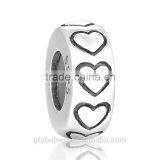 Wholesale Silver Curved Tube Beads Simple Heart Pattern Thai Silver Beads Pure 925 Charms for Bracelet Making STY008 thumbnail-1