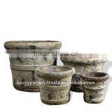 Ancient Glazed Pot, Antique Outdoor Planter thumbnail-1