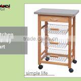 Home Furniture Wooden Dining Utility Cart Table Kitchen Trolley thumbnail-2