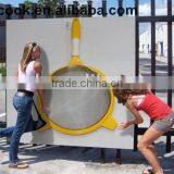 STAINLESS STEEL OIL STRAINER W/COLORFUL PLASTIC HANDLE AND HANGERS thumbnail-1