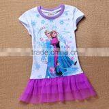Girls Cartoon Dress Pattern Short Sleeve Princess Dress Children Kids Fashion Summer Clothing Free Drop Ship thumbnail-2