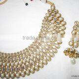 Crystal Pearl Bollywood Necklace Jhumka EARRING Bridal Set thumbnail-2