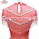 OEM Long Floor-length Beaded and Feather Red Sheath/Column Wedding Dress thumbnail-5