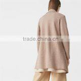 Grey and Medium Brown Unstructured Design Welt Pockets Wide Lapels Wool Coat thumbnail-5