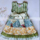 2017 Wholesale Summer Girl Boutique Dress Girl Green Stripe Two Fold Dresses thumbnail-1