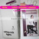 Ladies' White Double Needle Tights in Pantyhose/Tights Cotton Leggings thumbnail-3