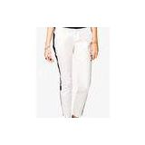 White Lightweight Contrast Ankle Length Pants Women Long Trousers