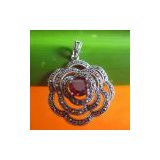 925 Thai Silver Mosaic synthetic ruby  Pendant