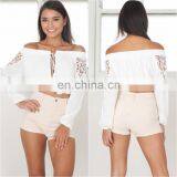 New Fashion Women Clothes Rayon Long Sleeve Crop Top