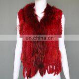 Factory Direct Supply Genuine Rabbit Fur Gilet With Fur Tassel Handmade thumbnail-1