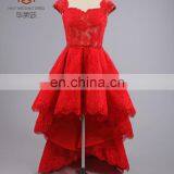 Sexty ZZ-E0010 See Though Upper Body Backless Lace Applique Red Short Front Long Back Evening Dress