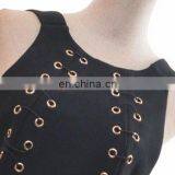 Elegant Women O-neck Sleeveless Asymmetric Hem Black High Sexy Front Split Casual Midi Dress thumbnail-6