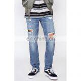 Men Stretch Denim Ripped Skinny Stretch Zip Destroy Frayed Edges Indigo Industry Supply co Jeans thumbnail-2