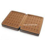 High-grade Leather Zipper Double Open Portable Jewelry Box Ring Earring Necklace Bracelet Storage Box Multifunctional thumbnail-2