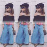 A0285# 2020 New Girls Off Shoulder T-Shirt Cotton Summer Fashion Girls Top thumbnail-5