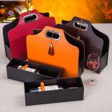 Creative Red Wine Box Double Wine Packaging Box High Grade PU Leather Gift Red Wine Tea Gift Box in Stock thumbnail-2