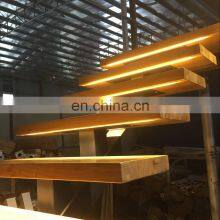 Factory Direct Customized Staircase Glass Railing LED Straight Stairs Wooden Steps thumbnail-1