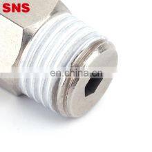 SNS SPC8-N02 8mm Tube OD x 1/4 NPT Male Straight Nickel Plated Brass Push to Connect Pneumatic Fittings of 10 PCS thumbnail-3