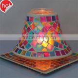 Red Pink Mosaic Glass Candle Holder Containers for Candle