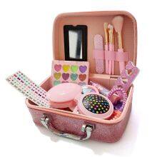 Kids Makeup Kit Lip Gloss Water Based Nail Polish Nail Sticker Cosmetic Case OEM Popular Girl Kids Makeup Set thumbnail-2