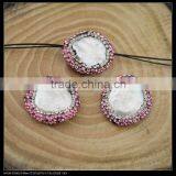 LFD-0052B Wholesale DIY Pave Pink Rhinestone Pearl Connector Spacer Beads For Bracelet Jewelry Making thumbnail-1