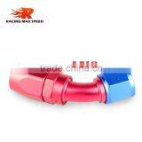 Aluminum Oil Cooler Fitting 45 Degree Resuable Fuel Line Hose End Fitting Adaptor Blue and Red 40-045-08