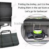 Foldable Iron Picnic Table/Iron Plate Barbecue Shelf/Three Layers Shelf With Wheels thumbnail-3