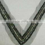 Blouse collar design neck design, beads neckline, diamond lace, beaded collar