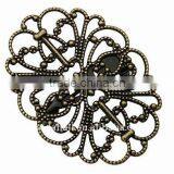 Brass Brooch Findings, Flower, Antique Bronze, About 26x34x7mm(KK-Q060-AB) thumbnail-1