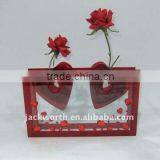 Red Heart Shape Glass Vase