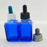 square colorful glass container for e-cig empty bottle