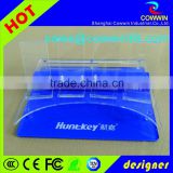 Stationery 3 tier Display Supplier Custom Blue Acrylic Pen Display Stand