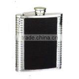 High Quality 5oz S/s 18/8 Duplex Series Hip Flask With Leather Covered thumbnail-1