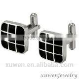 Classic Stainless Steel Mens Cufflinks With Black Resin thumbnail-1