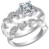 Sparkly Micro Pave Setting Good Quality Zircon Wedding Bands Twisted Ring For Unisex thumbnail-1
