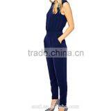 Sleeveless Round Neckline Zipper on Shoulder Fashional Women Long Jumpsuit thumbnail-2