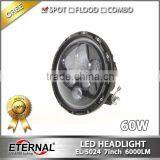 7in 60W Round LED Headlights Dual Replacement Lamp for Jeep Wrangler Hummer CJ TJ JK Prewired Motorcycle With Angle Eyes thumbnail-2