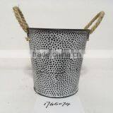 Black 10" French Decorative Powder Coated Galvanized Metal Flower Bucket for Home & Garden thumbnail-4