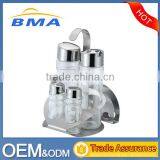 Wholesale 4Pcs Glass Spice Jars With Metal Rack Condiment Set