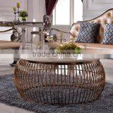 C389-1Living Room Furniture Luxury Gold Oval Coffee Table thumbnail-2