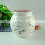 White Chinese Style Home Ceramic Salt & Sugar Pot With Lid, Flower Decal Printing thumbnail-1