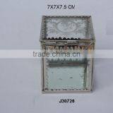 Glass and Brass Box With Brass Fittings in Nickel Finish and Glass With Etch Designs