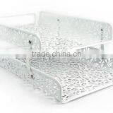 2 Tiers Hollow Punched Metal Magazine Frame Paper File Document Tray thumbnail-2