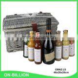 Grey Matt Rattan Wicker Chest Trunk Storage Basket With Lid thumbnail-1