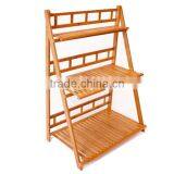 Popular Garden 3-tier Bamboo Plant Stand Flower Shelf for Outdoor Display thumbnail-2