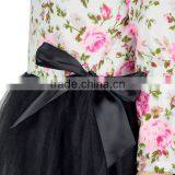 Pink Floral Top And Black Tutu Skirt Boutique Long Sleeve Dress Girls Tutu Dress thumbnail-6