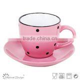 Solid Color With Engraved Doted Cup and Saucer Ceramic thumbnail-5