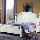 White PU Painting High Quality Rubber Solid Wood Furniture Bed in American Leisure Style thumbnail-1