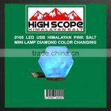 HIMALAYAN PINK SALT USB POWERED LED MINI LAMP DIAMOND SHAPE thumbnail-1
